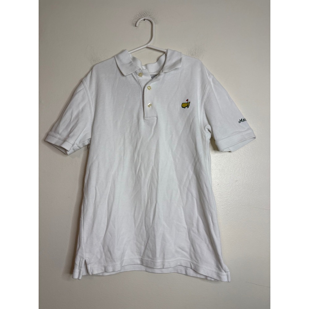 Masters Collection Boys White Pique Golf Polo Shirt Size Medium 8-10 Embroidered